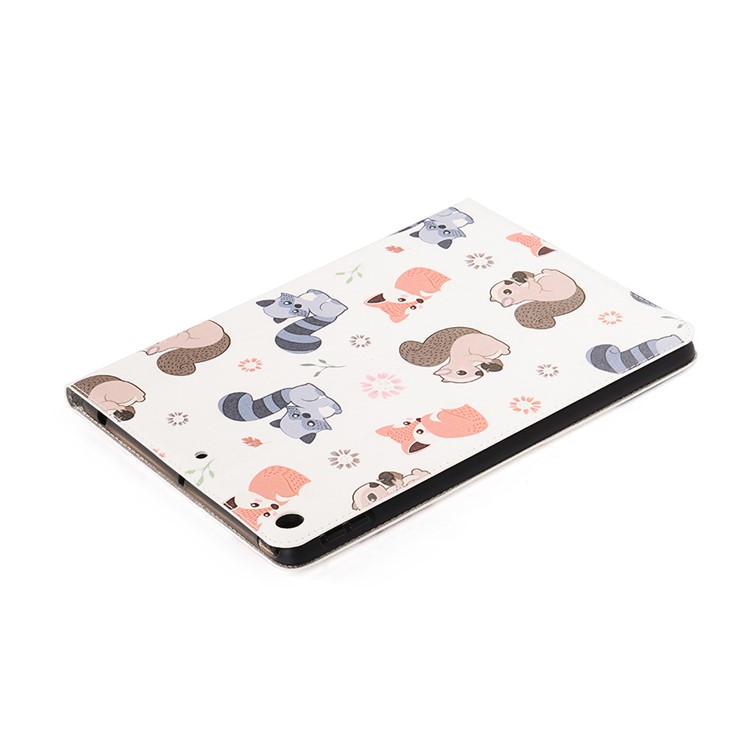 For iPad 10.2 (2019) Cartoon Embossed Pattern Smart Leather Tablet Case - Squirrels and Foxes-9