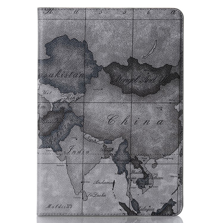 Map Pattern Wallet Stand Leather Tablet Casing for iPad 10.2 (2019) - Grey-6