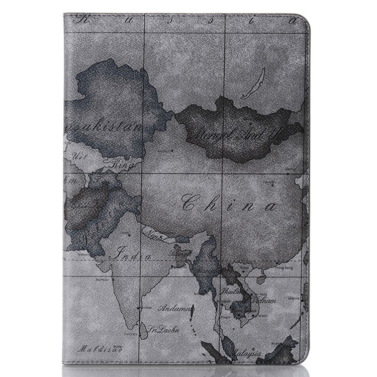 Map Pattern Wallet Stand Tablet Tablet Casing Para Ipad 10.2 (2021)/(2020)/(2019) - Gris