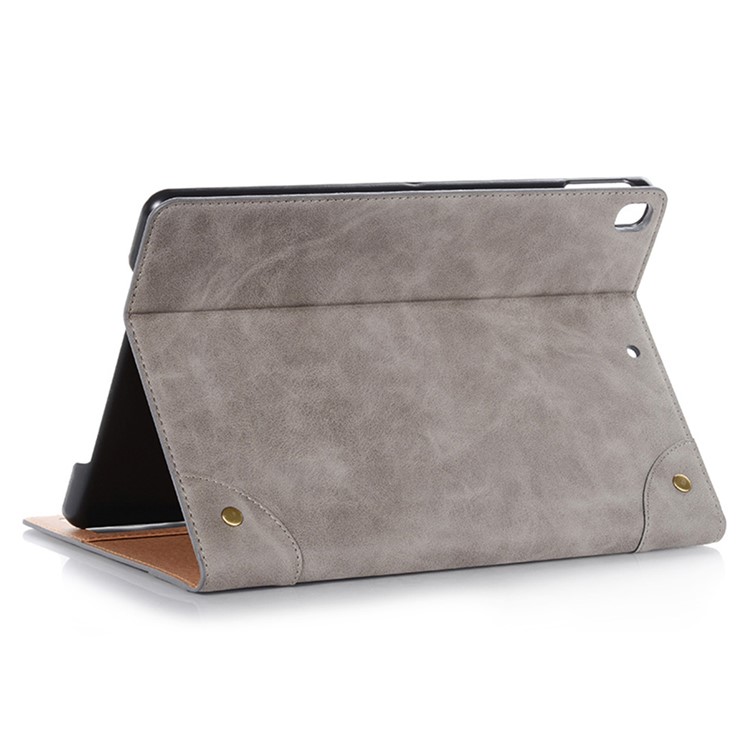 Retro Book Pattern Wallet Leather Tablet Casing for iPad 10.2 (2019) - Grey-3