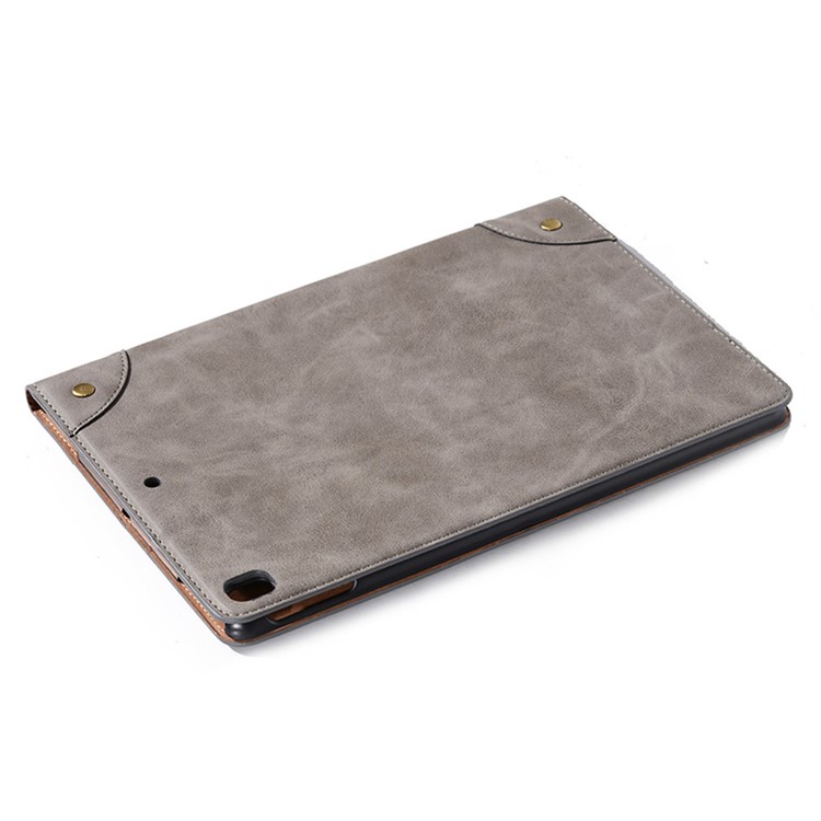 Retro Book Pattern Wallet Leather Tablet Casing for iPad 10.2 (2019) - Grey-5