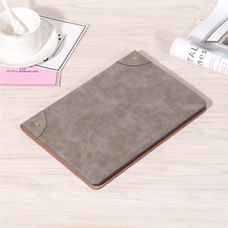 Retro Book Pattern Wallet Leather Tablet Casing for iPad 10.2 (2019) - Grey-8