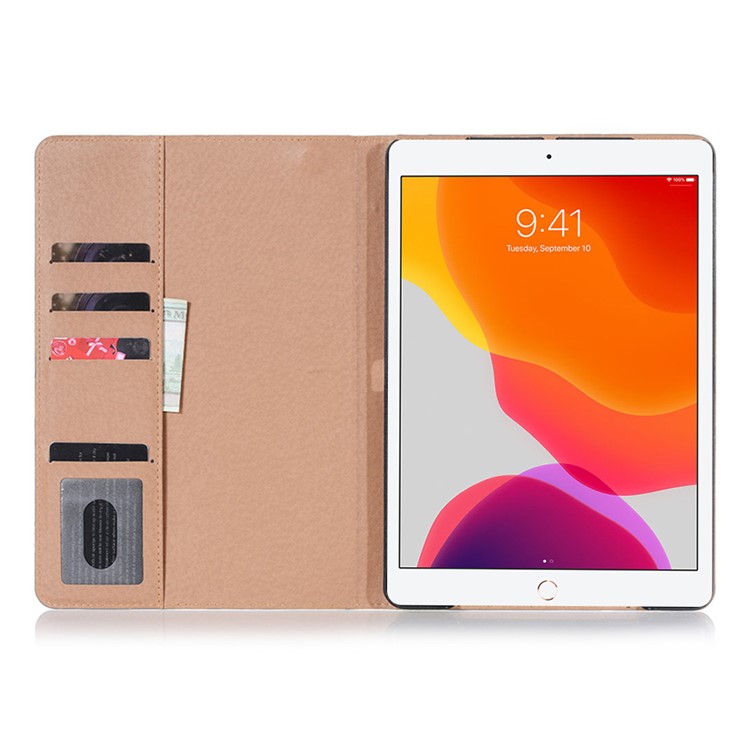 Retro Book Pattern Wallet Tablet Casing Para Ipad 10.2 (2021)/(2020)/(2019) - Marrón-2