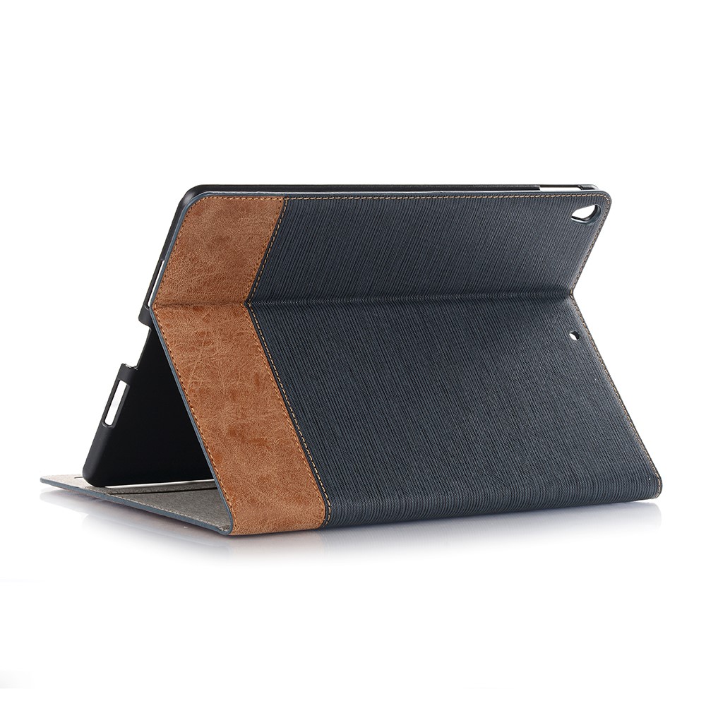Cross Texture Splicing PU Leather Wallet Tablet Protective Case for iPad 10.2 (2019) - Dark Blue-4