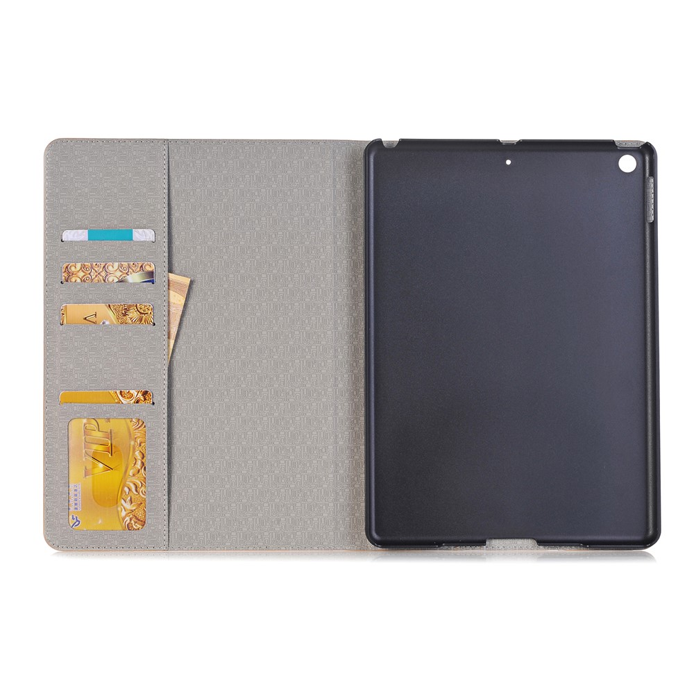 Cross Texture Splicing PU Leather Wallet Tablet Protective Case for iPad 10.2 (2019) - Light Brown-3