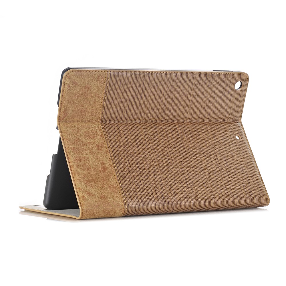 Cross Texture Splicing PU Leather Wallet Tablet Protective Case for iPad 10.2 (2019) - Light Brown-4