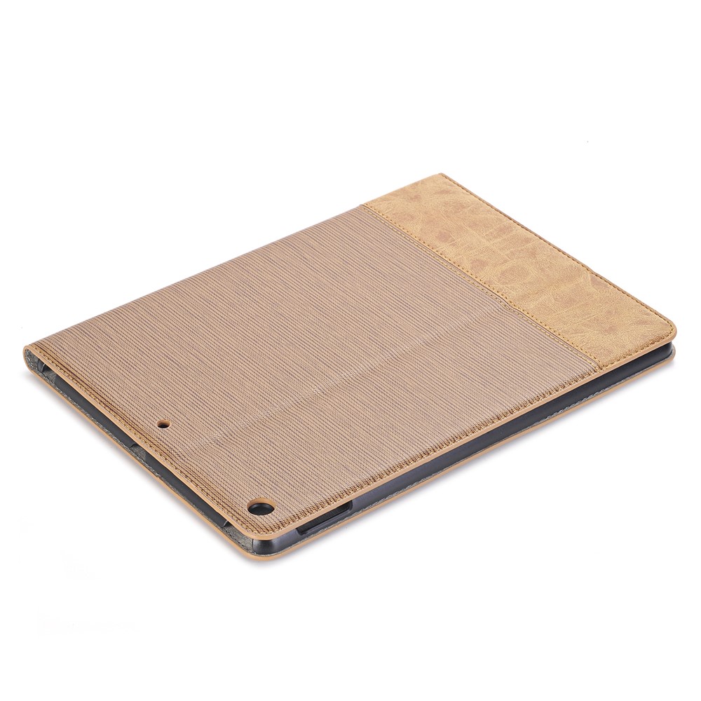 Cross Texture Splicing PU Leather Wallet Tablet Protective Case for iPad 10.2 (2019) - Light Brown-6