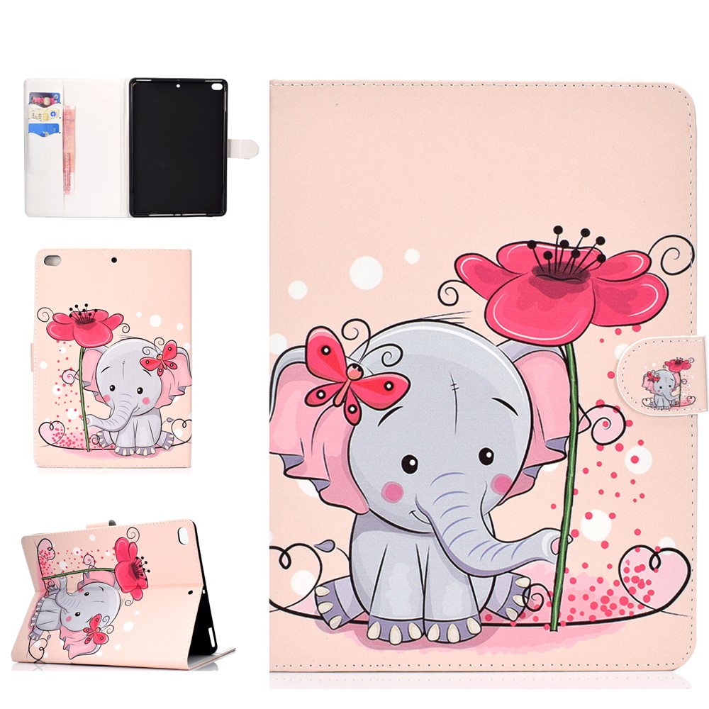 estuche de tableta de cuero de patrones para ipad 10.2 (2021)/(2020)/(2019) / ipad pro 10.5 pulgadas (2017) / ipad air 10.5 pulgadas (2019) - elefante