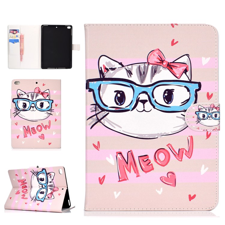 Pattern Leather Tablet Case for iPad 10.2 (2019) / iPad Pro 10.5-inch (2017) / iPad Air 10.5-inch (2019) - Cat Face-1