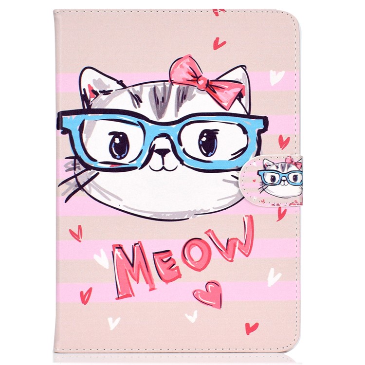 estuche de tableta de cuero de patrones para ipad 10.2 (2021)/(2020)/(2019) / ipad pro 10.5 pulgadas (2017) / ipad air 10.5 pulgadas (2019) - cara de gato