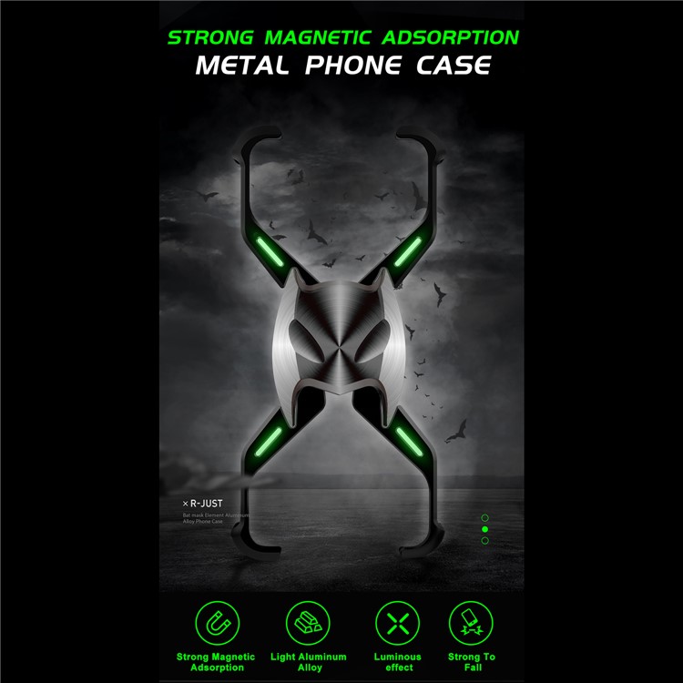 R-JUST X-Shaped Luminous Batman Magnetic Metal Phone Cover for iPhone 11 6.1 inch-5