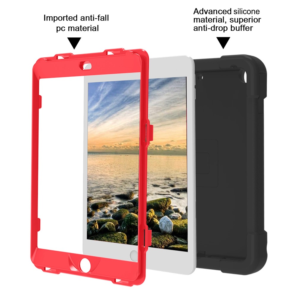 360° Swivel PC + Silicone Tablet Case with Kickstand for iPad 10.2 (2019) - Black/Red-3