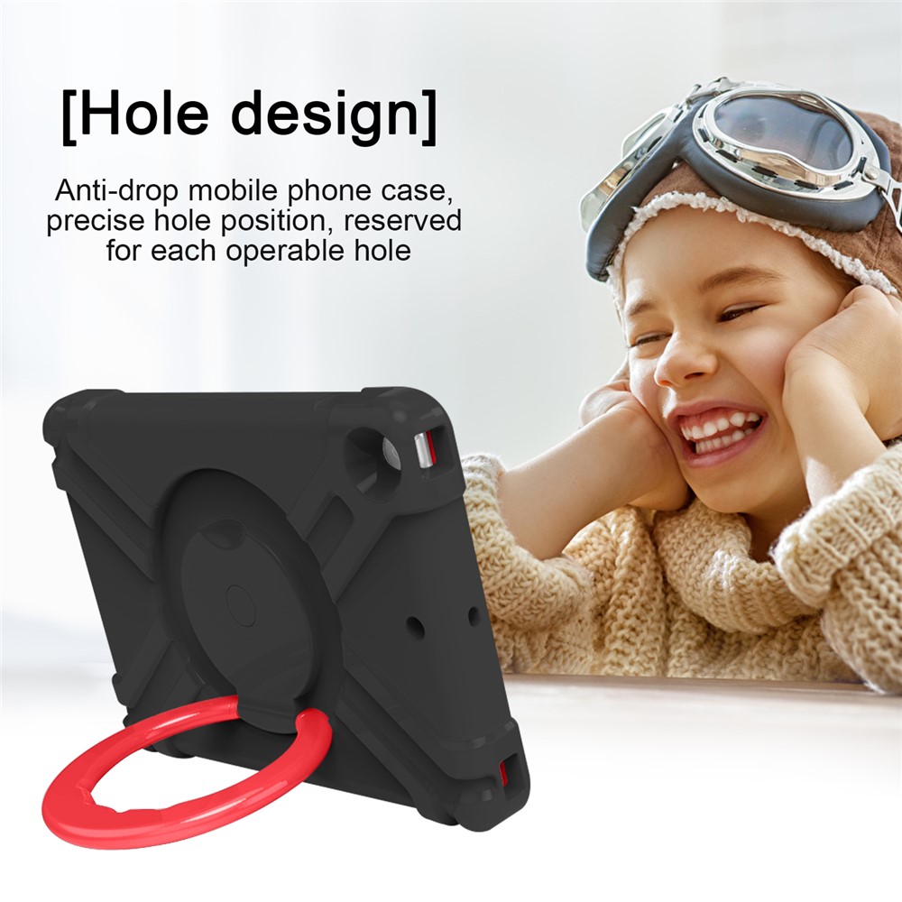 360° Swivel PC + Silicone Tablet Protection Case with Handle Kickstand for iPad 10.2 (2021)/(2020)/(2019) - Black/Red-7