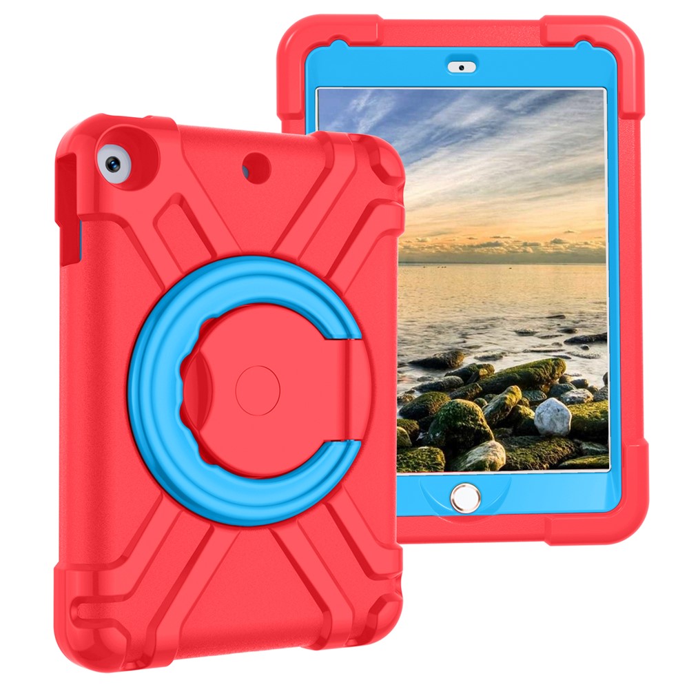 Tablet Case for iPad 10.2 (2021) / (2020) / (2019) Swivel Handle Kickstand PC + Silicone Protection Cover - Red / Blue