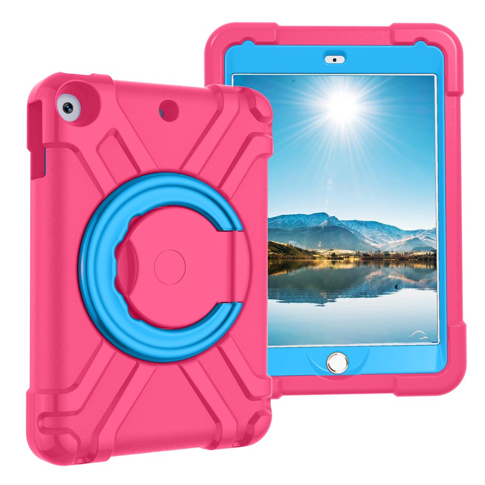 360° Swivel PC + Silicone Tablet Case with Kickstand for iPad 10.2 (2019) - Rose/Blue-1