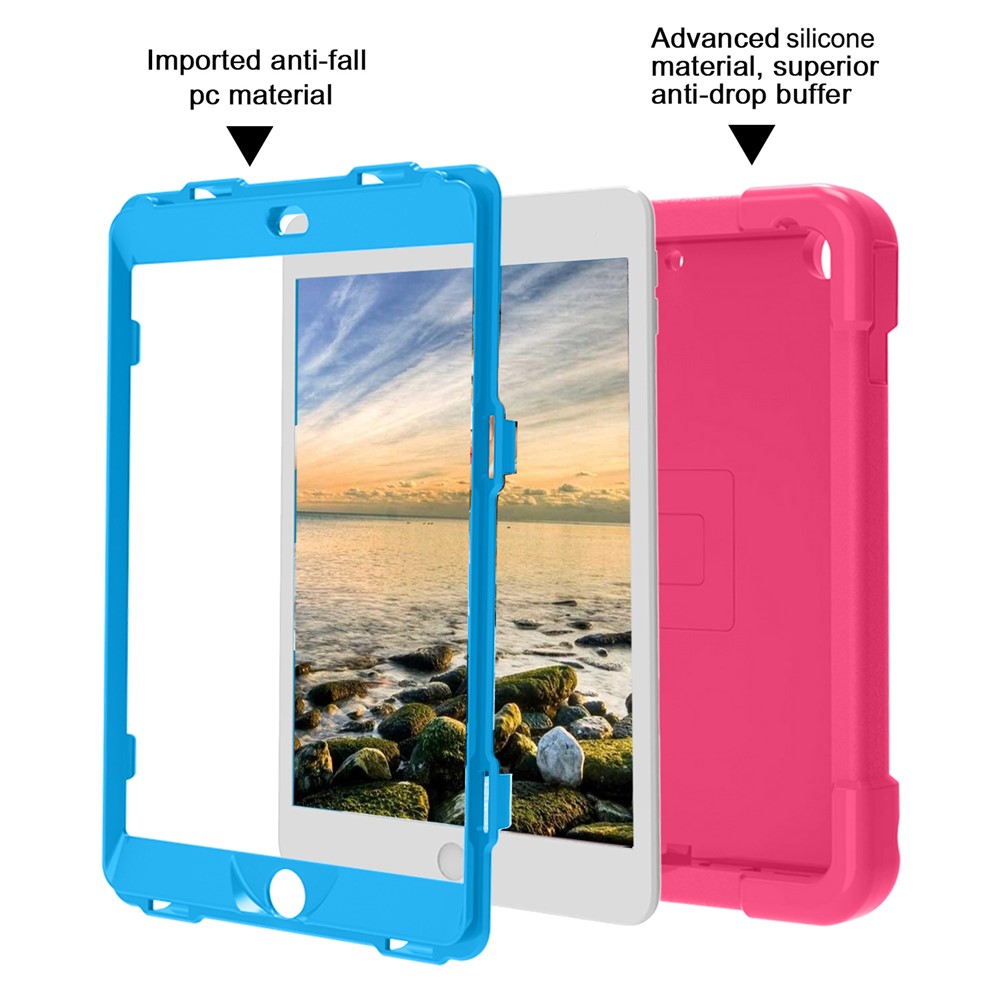 360° Swivel PC + Silicone Tablet Case with Kickstand for iPad 10.2 (2019) - Rose/Blue-3