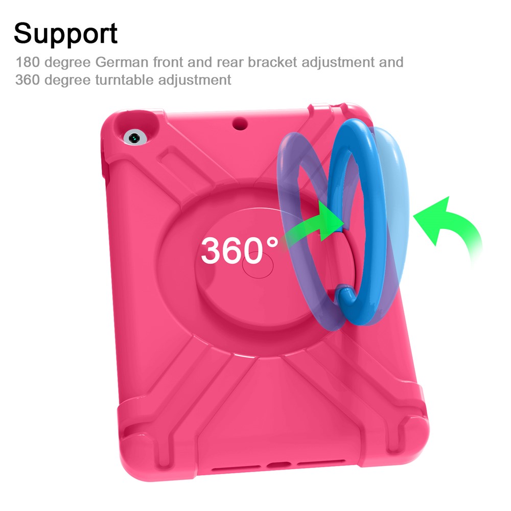 Étui De Protection De La Tablette Pivotante À 360 ° PC + De La Tablette De Silicone Avec Une Prise De Poignée Pour IPad 10.2 (2021) / (2020) / (2019) - Rose / Bleu-5