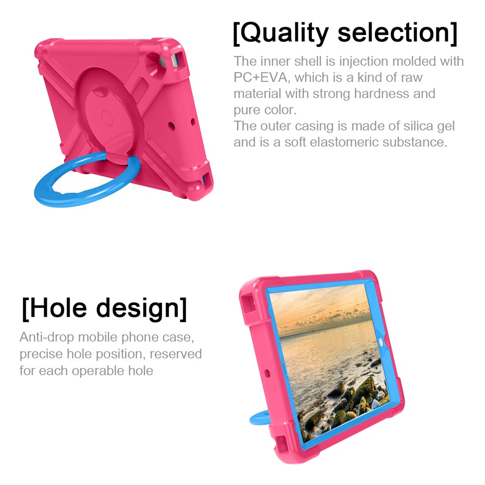 Étui De Protection De La Tablette Pivotante À 360 ° PC + De La Tablette De Silicone Avec Une Prise De Poignée Pour IPad 10.2 (2021) / (2020) / (2019) - Rose / Bleu-6