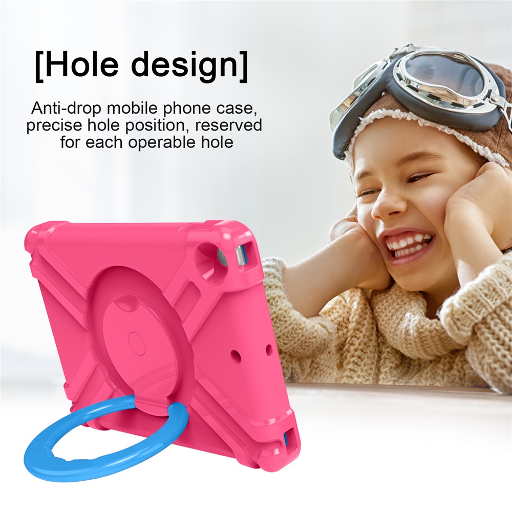 360° Swivel PC + Silicone Tablet Case with Kickstand for iPad 10.2 (2019) - Rose/Blue-7