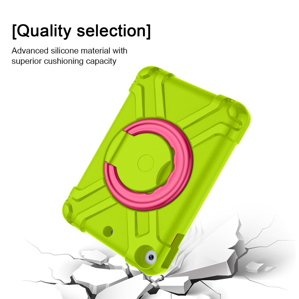 360° Swivel PC + Silicone Tablet Case with Kickstand for iPad 10.2 (2019) - Green/Rose-3