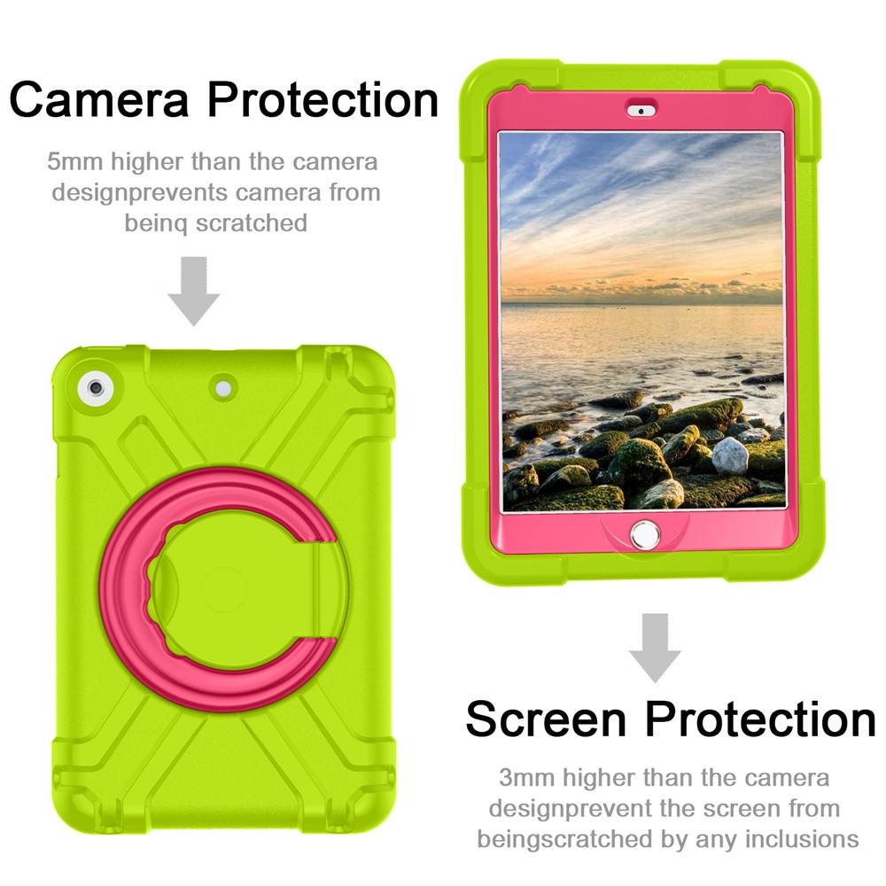 360° Swivel PC + Silicone Tablet Case with Kickstand for iPad 10.2 (2019) - Green/Rose-8