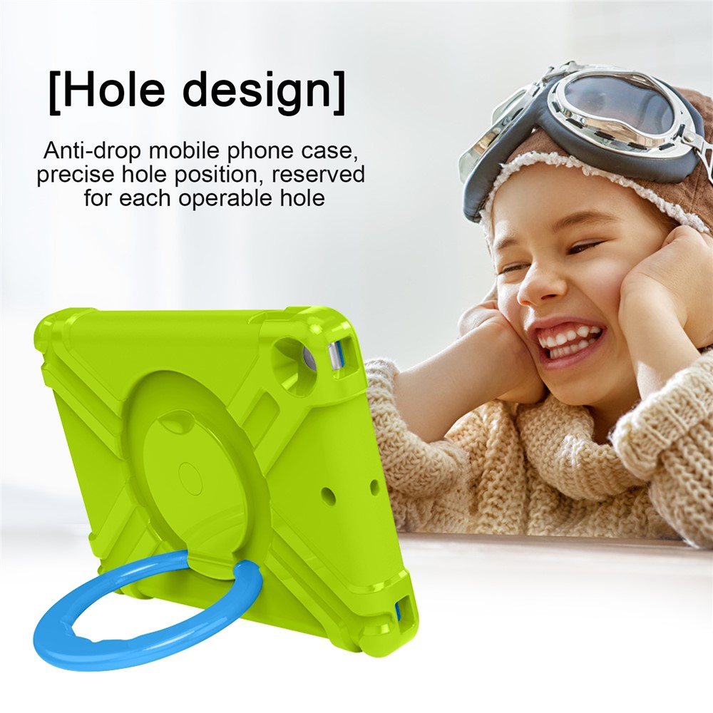 360° Swivel PC + Silicone Tablet Case with Kickstand for iPad 10.2 (2019) - Green/Blue-7