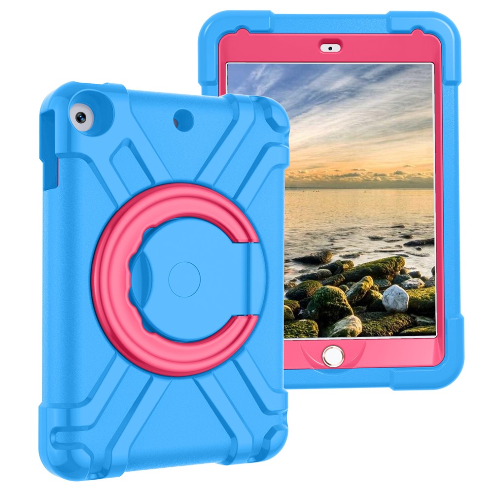 360 ° PC + Caixa De Proteção De Tablet De Silicone Com Punho Kickstand Para IPad 10.2 (2021) / (2020) / (2019) - Rosa Azul