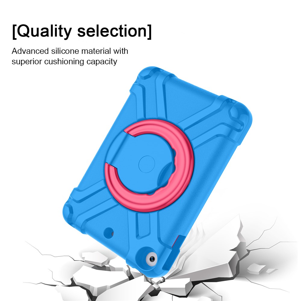 360° Swivel PC + Silicone Tablet Protection Case with Handle Kickstand for iPad 10.2 (2021)/(2020)/(2019) - Blue/Rose-4