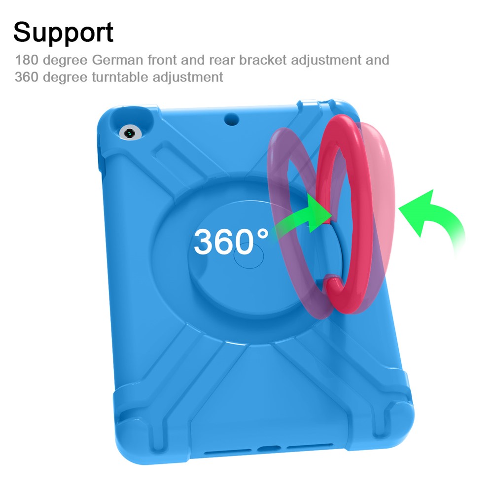 Estuche Giratorio Giratorio De 360 ​​° PC + Funda De Protección De Tabletas De Silicona Con Soporte De Asa Para IPad 10.2 (2021) / (2020) / (2019) - Rosa Azul