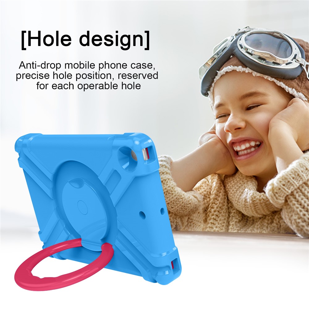 360° Swivel PC + Silicone Tablet Case with Kickstand for iPad 10.2 (2019) - Blue/Rose-7