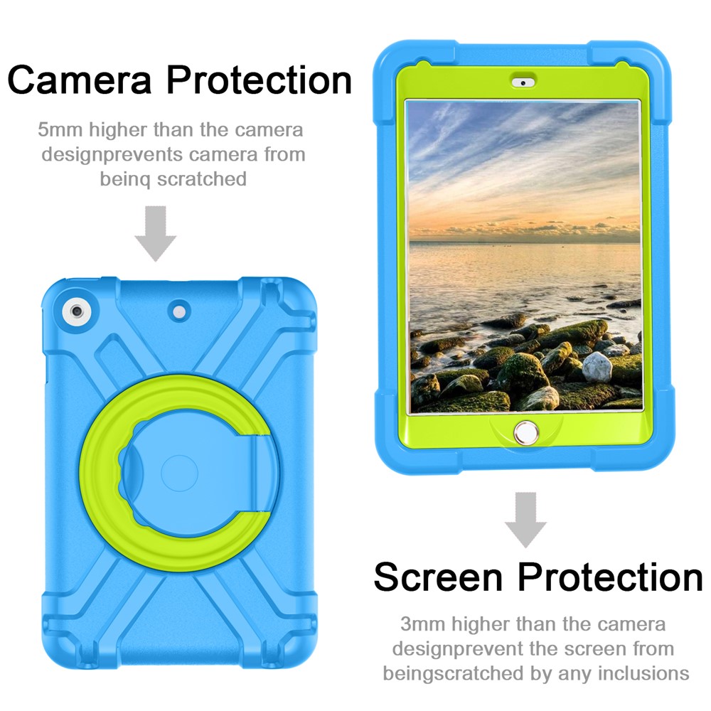 360° Swivel PC + Silicone Tablet Case with Kickstand for iPad 10.2 (2019) - Blue/Green-2