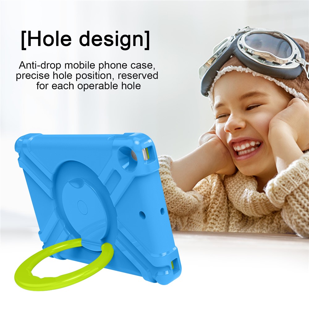360° Swivel PC + Silicone Tablet Case with Kickstand for iPad 10.2 (2019) - Blue/Green-7