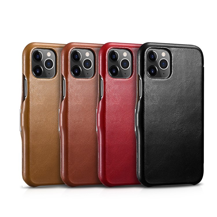 ICARER Vintage Style Genuine Leather Folio Flip Phone Casing for iPhone 11 Pro 5.8-inch - Brown-18