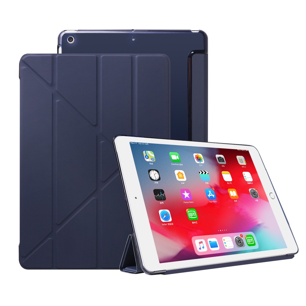 Casa Inteligente de Couro de Origami Stand Para Ipad 10.2 (2021)/(2020)/(2019) - Azul Escuro