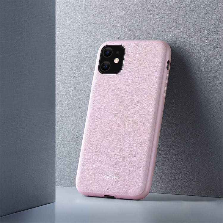 X-LEVEL Style Series Ultra-thin PU Leather+PC Phone Cover for Apple iPhone 11 6.1 inch - Pink-1