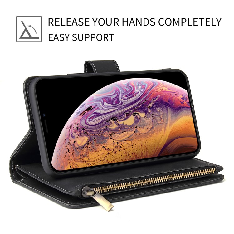Zipper Pocket Leather Wallet Case for iPhone 11 Pro Max 6.5 inch - Black-2