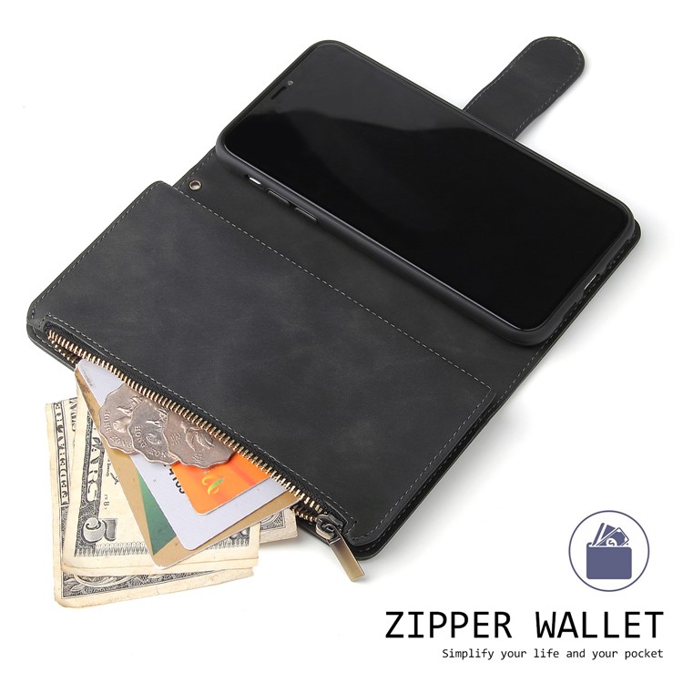 Zipper Pocket Leather Wallet Case for iPhone 11 Pro Max 6.5 inch - Black-3