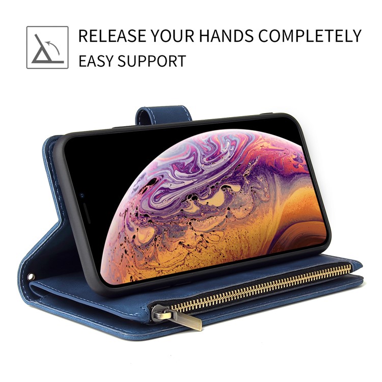 Zipper Pocket Leather Wallet Case for iPhone 11 Pro Max 6.5 inch - Blue-2