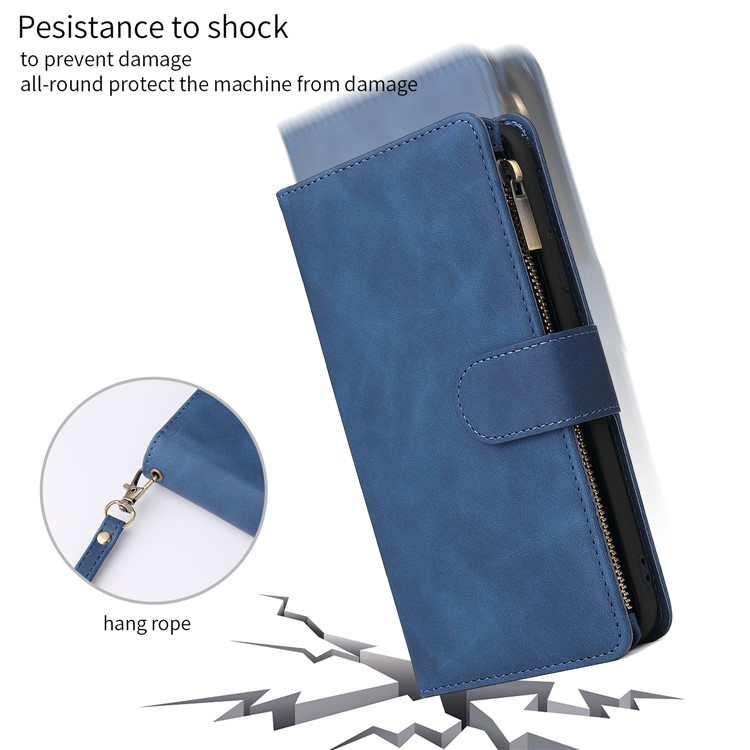 Zipper Pocket Leather Wallet Case for iPhone 11 Pro Max 6.5 inch - Blue-7