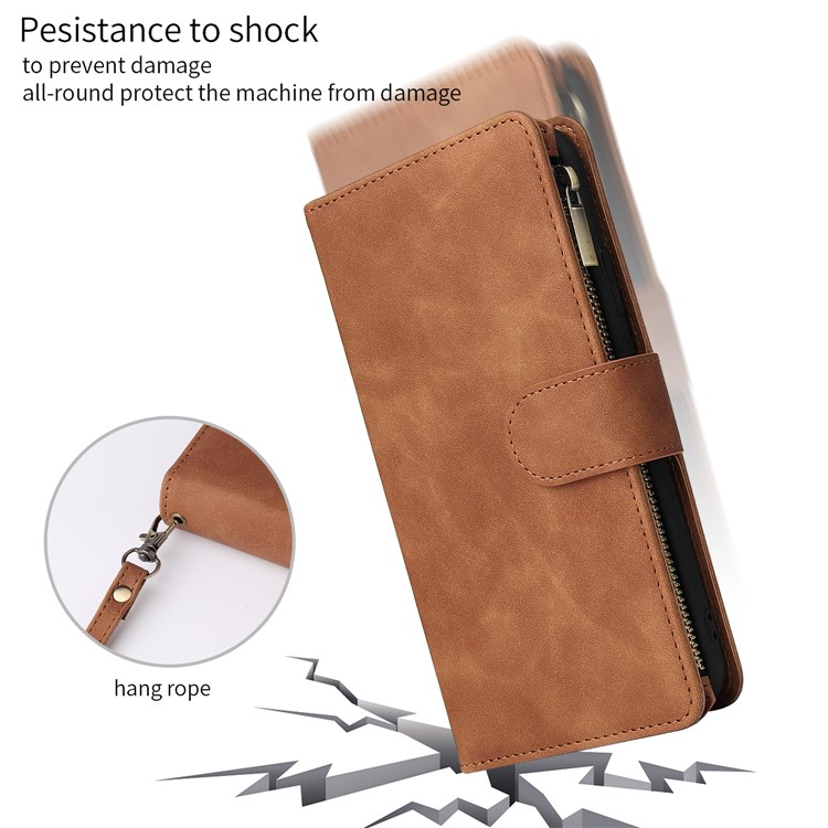 Zipper Pocket Leather Wallet Case for iPhone 11 Pro Max 6.5 inch - Brown-7
