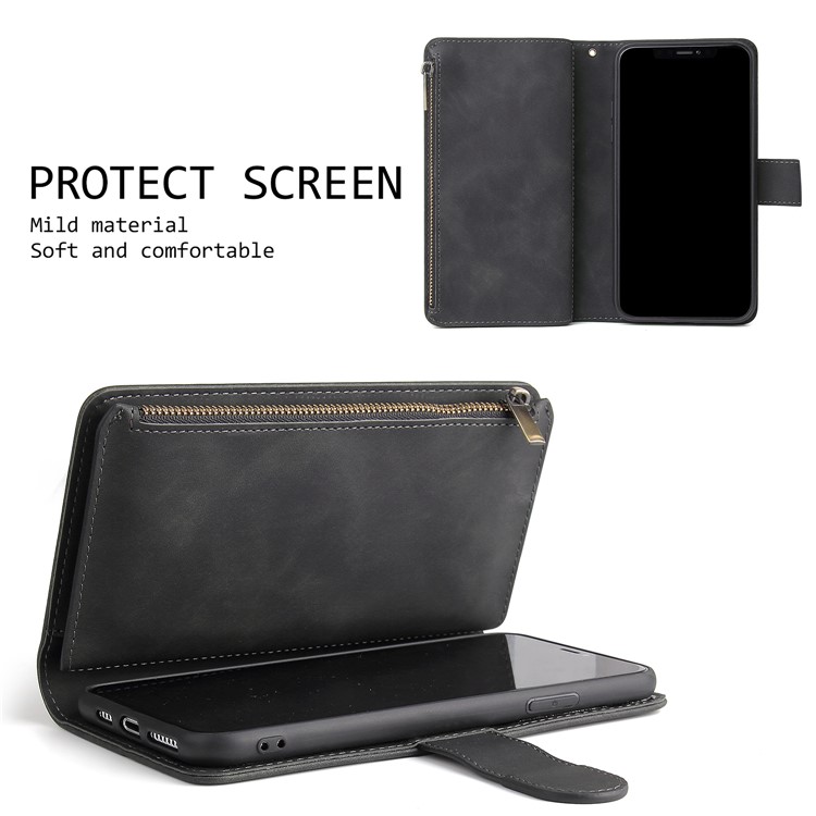Zipper Pocket Leather Wallet Stand Case for iPhone 11 Pro 5.8 inch - Black-4