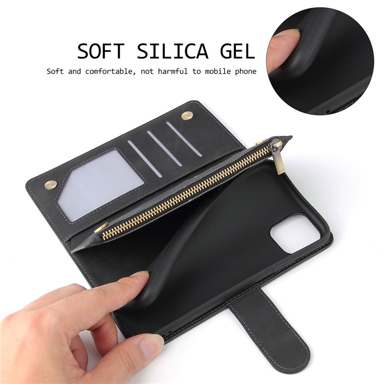 Zipper Pocket Leather Wallet Stand Case for iPhone 11 Pro 5.8 inch - Black-5
