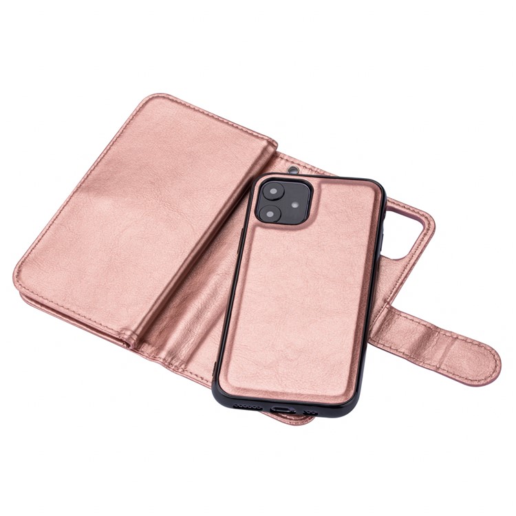 Tapa Del Teléfono Celular Del Soporte Del Soporte Del Soporte Del Soporte De La Cartera De 9 Tarjetas Desmontable Para IPhone 11 6.1 Pulgadas - Oro Rosa