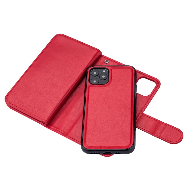 Detachable 9 Card Slots Leather Wallet Casing Cover for iPhone 11 Pro 5.8 inch - Red-3