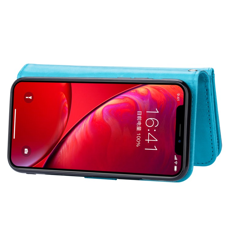 Staccabile 9 Slot Per Schede Coperchio Del Corpo Del Raccoglitore Cuoio Per L'iphone 11 Pro 5,8 Pollici - Blu-4