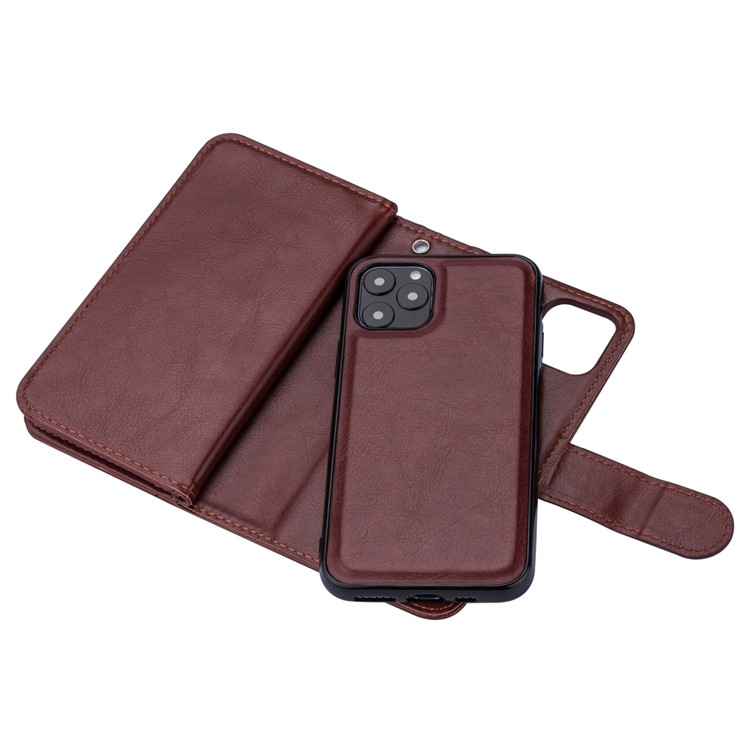 Detachable 9 Card Slots Leather Wallet Casing Cover for iPhone 11 Pro 5.8 inch - Brown-3