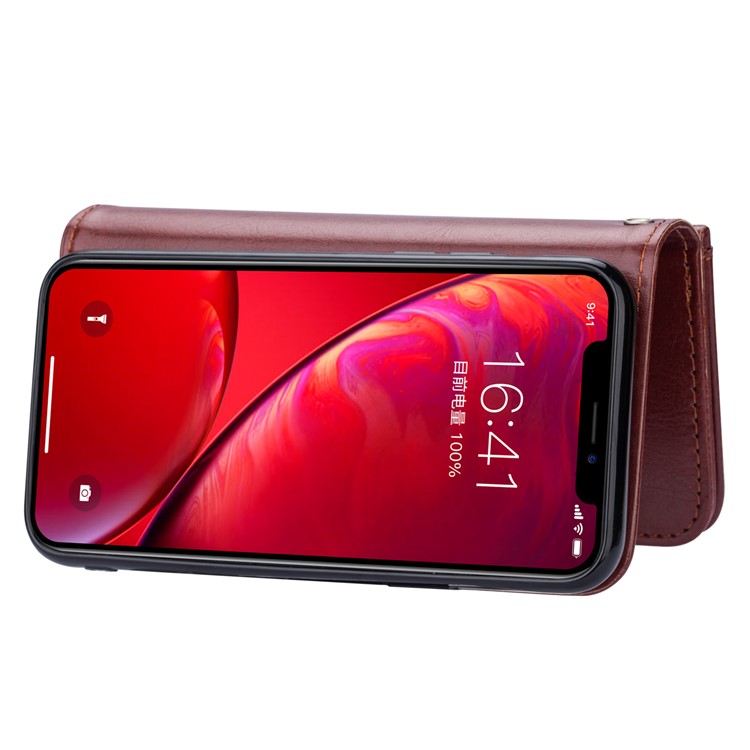 Detachable 9 Card Slots Leather Wallet Casing Cover for iPhone 11 Pro 5.8 inch - Brown-4