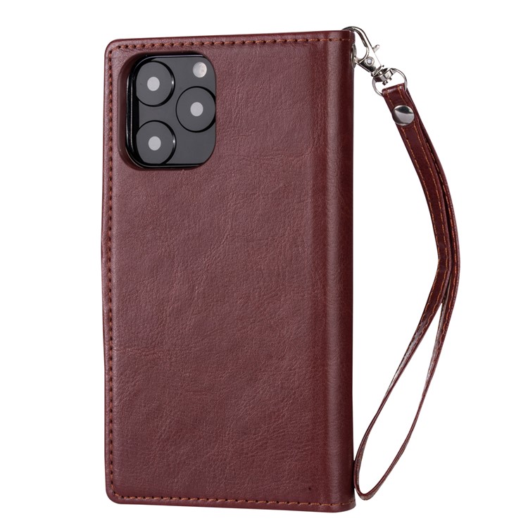 Detachable 9 Card Slots Leather Wallet Casing Cover for iPhone 11 Pro 5.8 inch - Brown-5