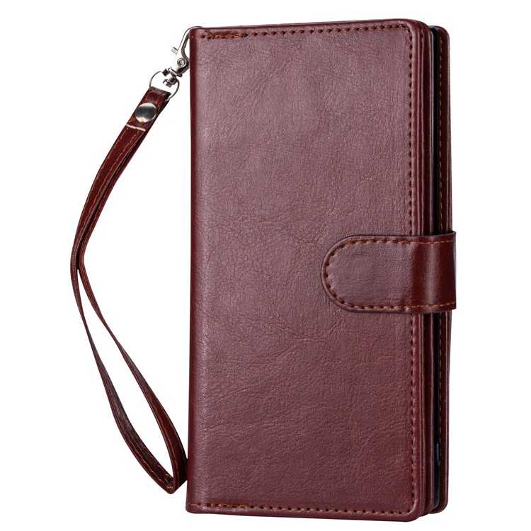 Detachable 9 Card Slots Leather Wallet Casing Cover for iPhone 11 Pro 5.8 inch - Brown-6