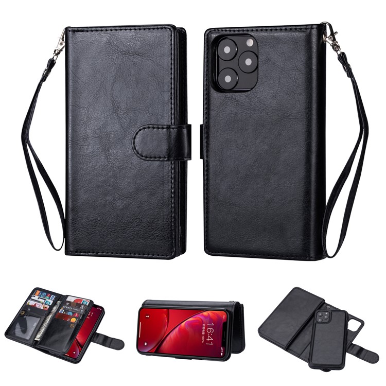 Detachable 9 Card Slots Leather Wallet Case for iPhone 11 Pro Max 6.5 inch (2019) - Black-1